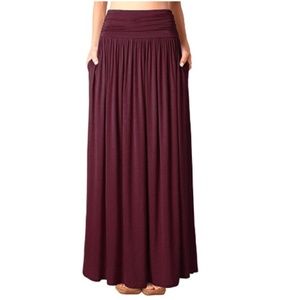High Waisted Shirring Flowy Long Maxi Pockets NWT